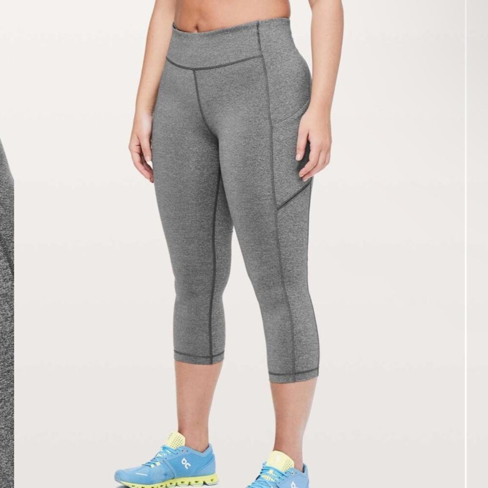Lululemon Speed Up Crop 21" Leggings in Heathered Black Gray Size 6‎